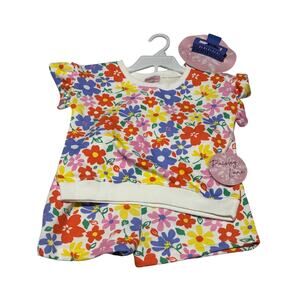 Paisley Lane 8 floral ruffled shirt shorts set cotton polyester spandex nwt